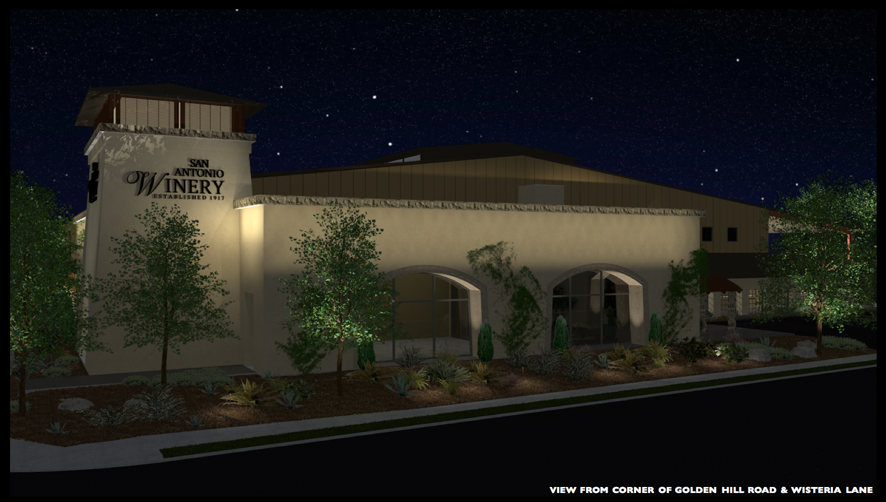 Night rendering of winery